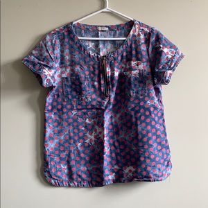 Zara Polka Dot Denim-like T shirt